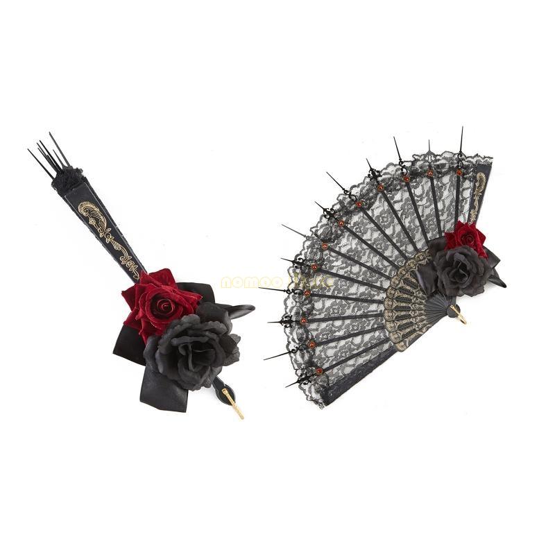 Women'S Victorian Accessories - 31BF Fan Gothic Victorian Women Lace