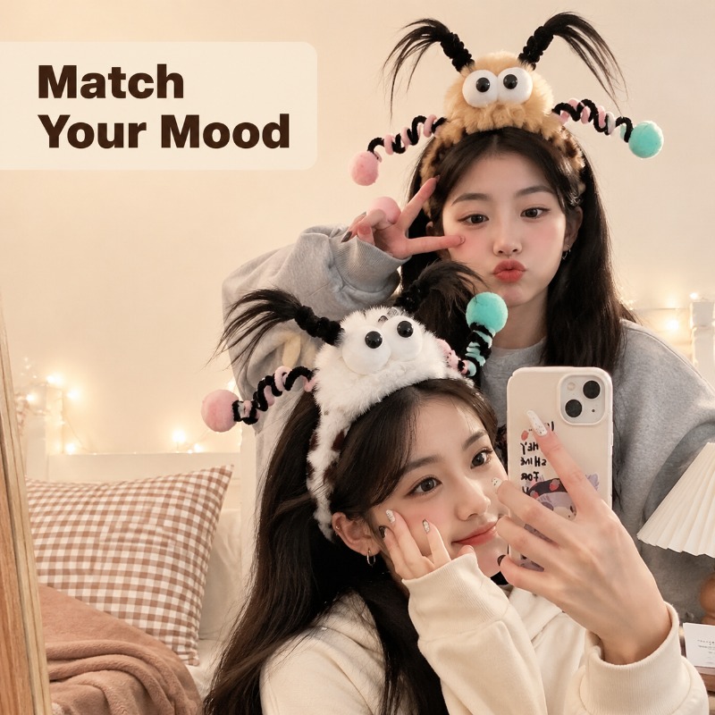 Women Accessories Photos - Cute Fluffy Monster Eye Hairband Soft