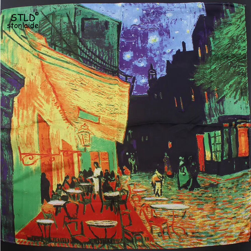 55X55CM Eruo Van Gogh Oil Pain - Silk Scarf Square recension och pris