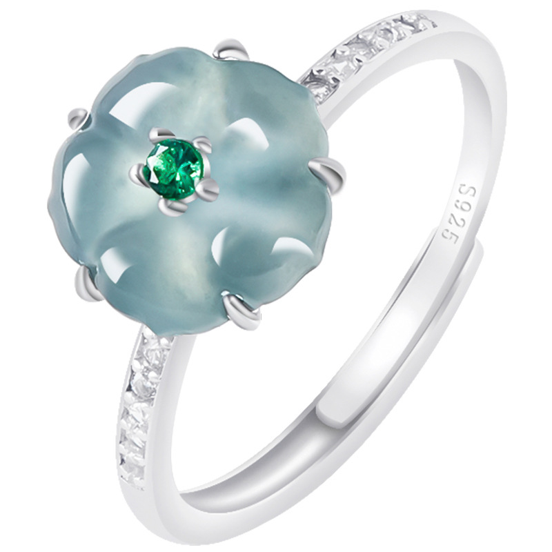 Blue Burmese Jadeite Flower Ri - Women'S Accessories recension och pris