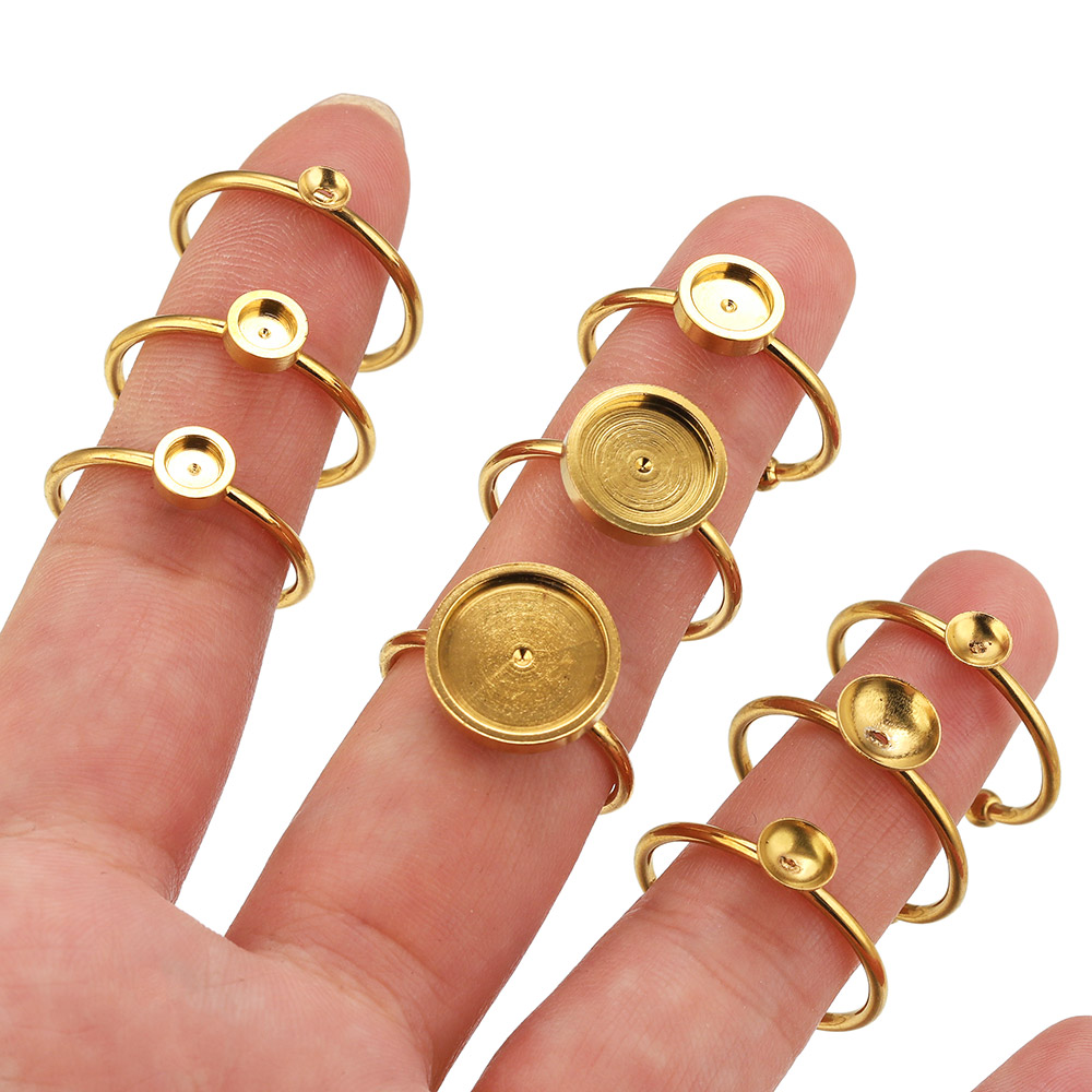 10pcs Stainless Steel Round Ad - Ring Set Adjustable recension och pris