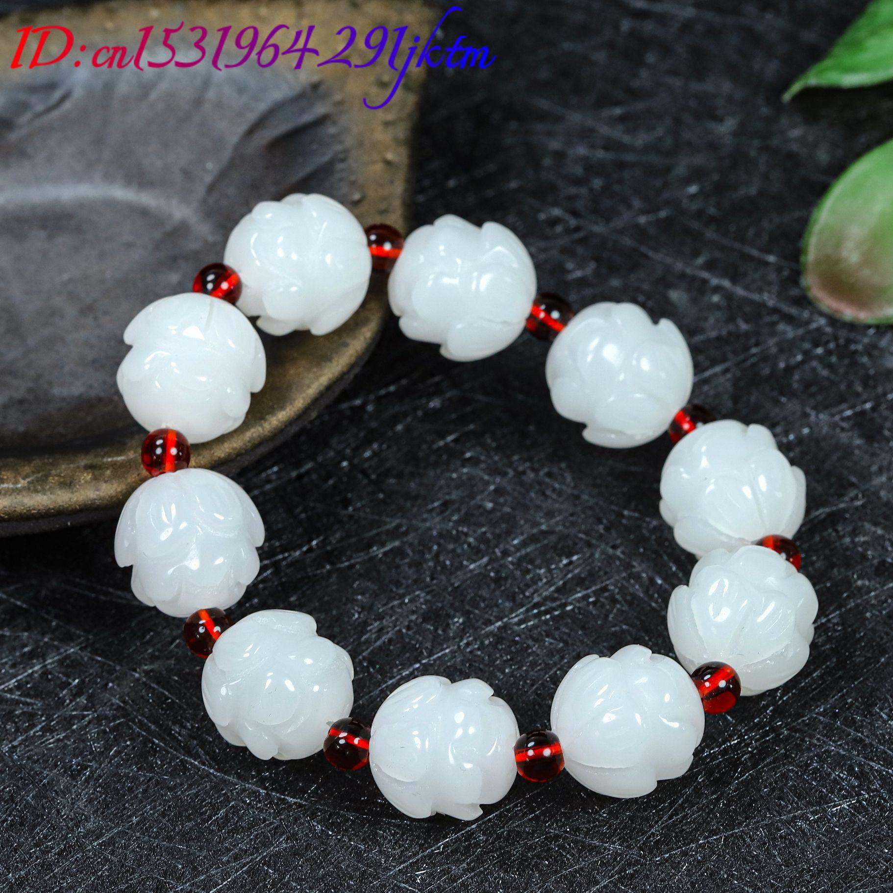 White Real Jade Lotus Bracelet - Women'S Accessories recension och pris
