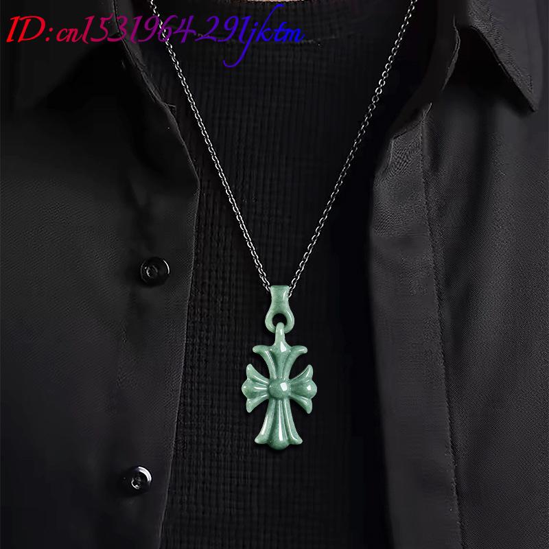 Natural Burmese Jadeite Cross  - Women'S Accessories recension och pris