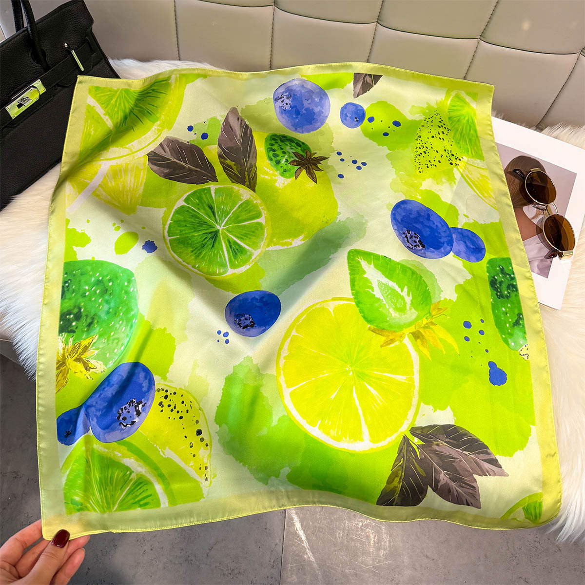 Fashion Lemon Fruit Pattern Sq - Silk Scarf Square recension och pris