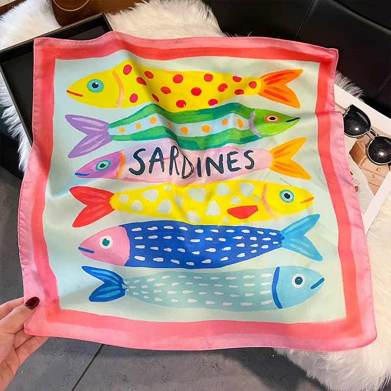 Fashion Fish Pattern Square Si - Silk Scarf Square recension och pris