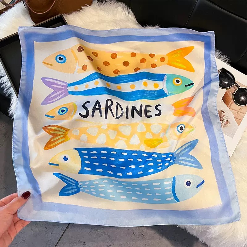 Fashion Fish Pattern Square Si - Silk Scarf Square recension och pris