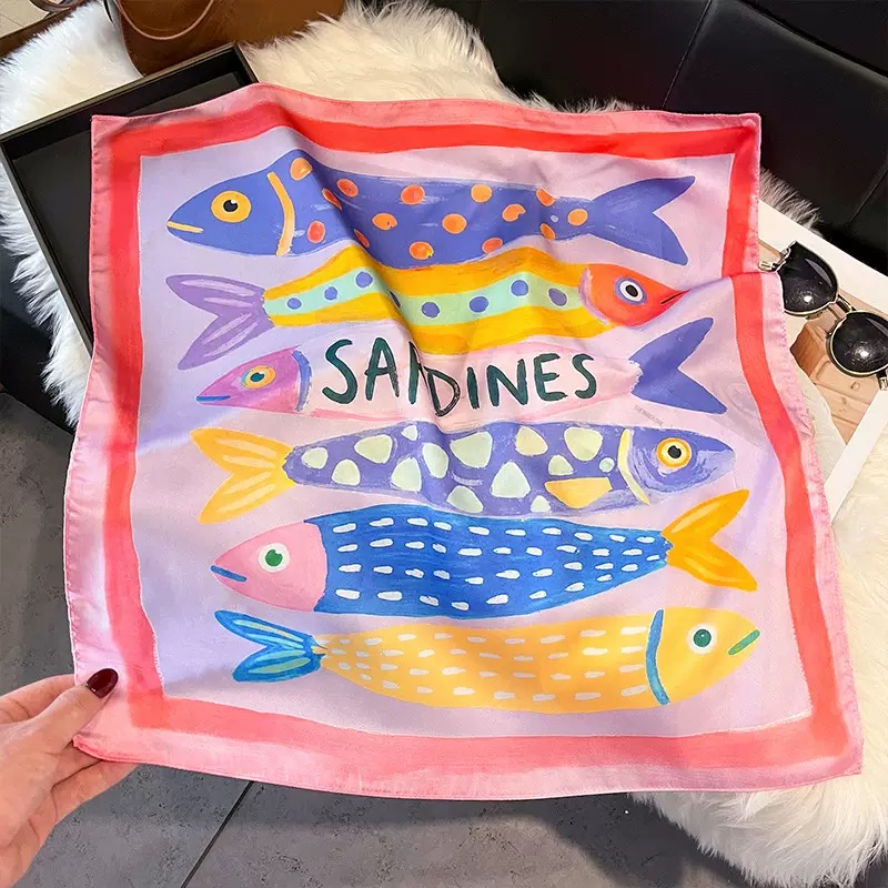 Fashion Fish Pattern Square Si - Silk Scarf Square recension och pris