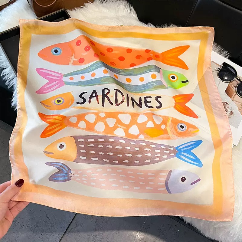 Fashion Fish Pattern Square Si - Silk Scarf Square recension och pris